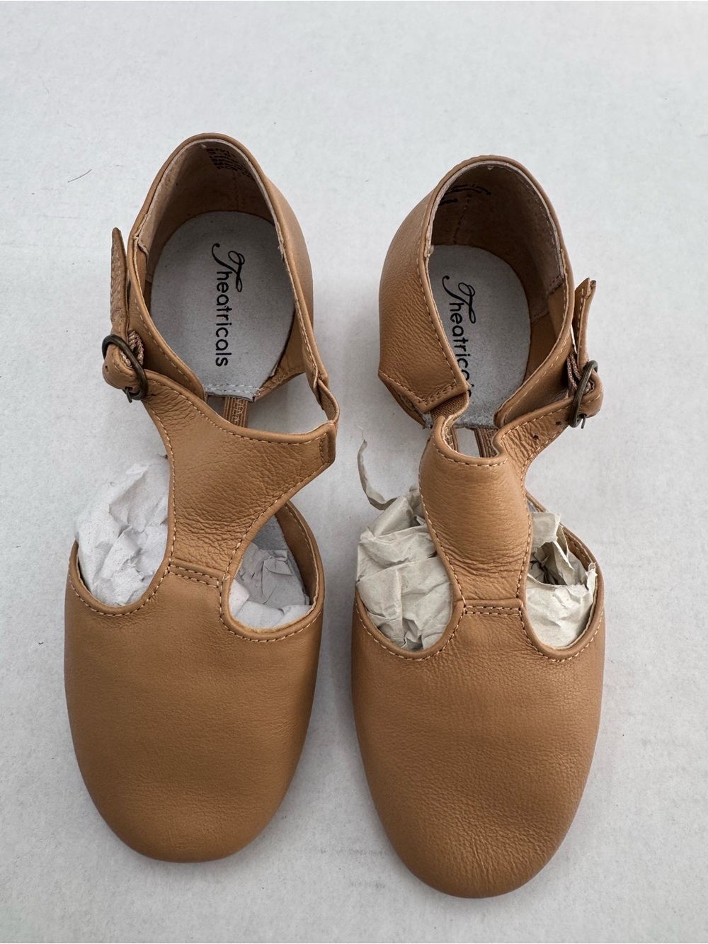 NWT Theatricals Girls Tan Leather Pedinis Jazz Shoes